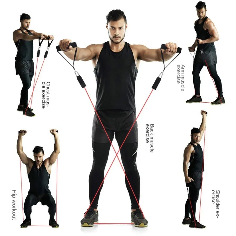 Multifunction Fitness Tension Rope 11 Piece Resistance Band Set