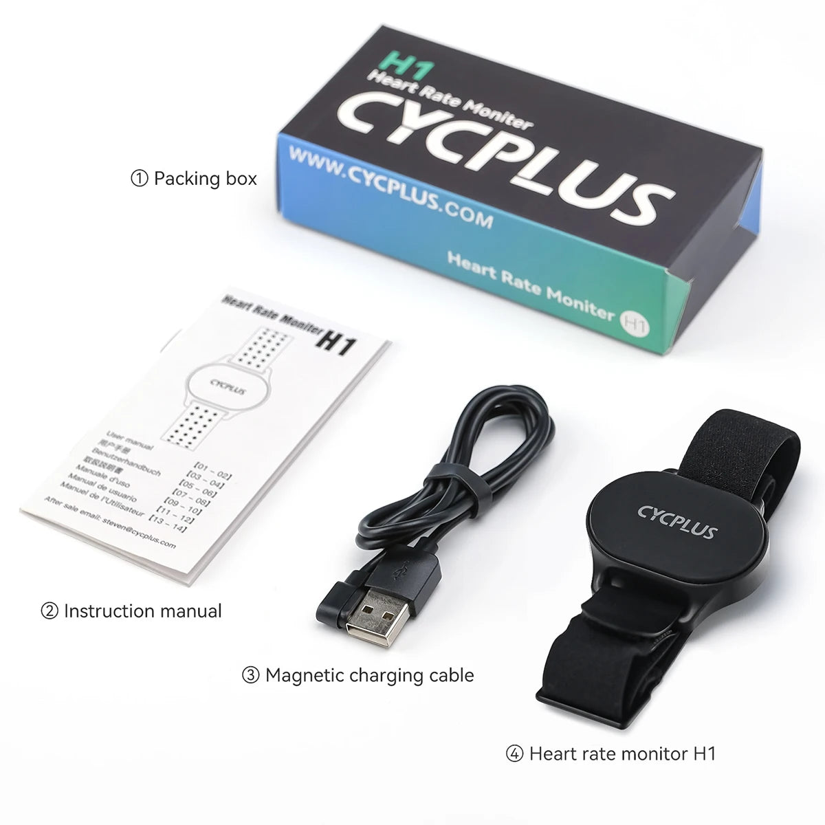 CYCPLUS Heart Rate Sensor Belt Bluetooth ANT Plus For Garmin