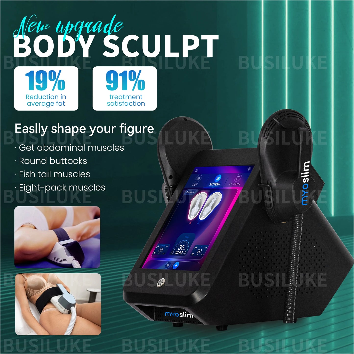 6500W HI-EMT RF EMS Body Sculpt Machine, Electric Muscle Stimulator Massager for Body Shaping & Butt Lifting 2026 Myoslim