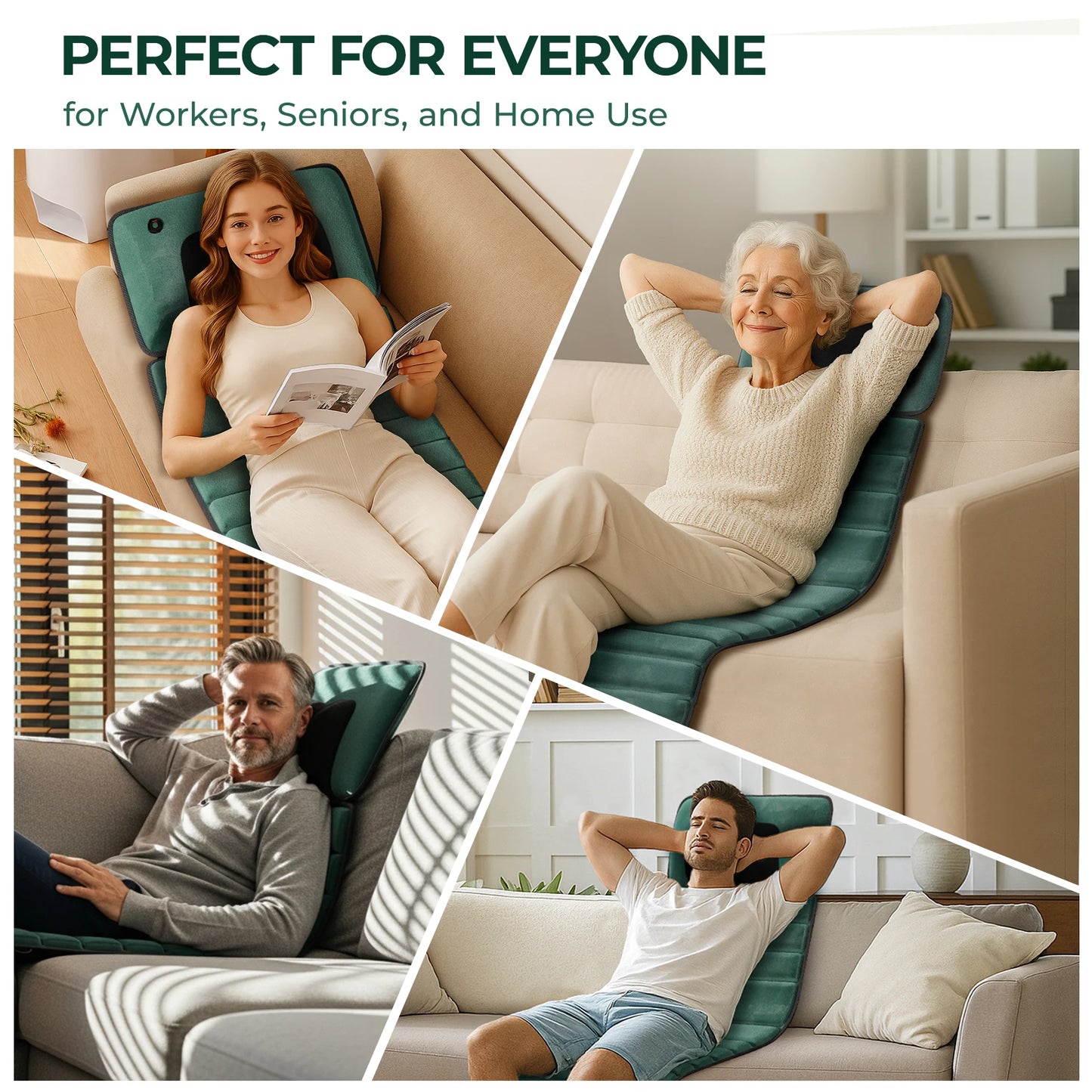HIMOU Full Body Massage Mat With Heat Detachable Massager Pad