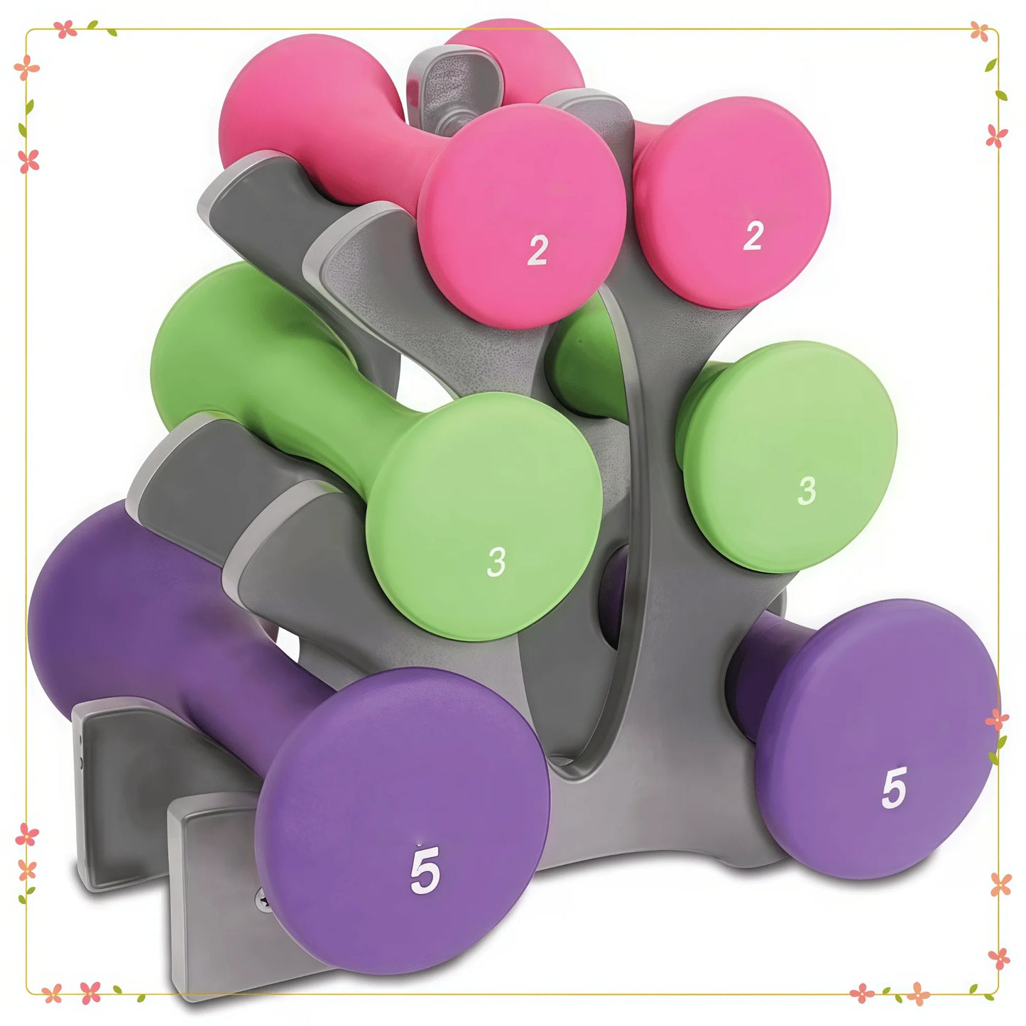 Hourglass 20Lb Neoprene Dumbbell Set With A-Frame Non-Slip Grips
