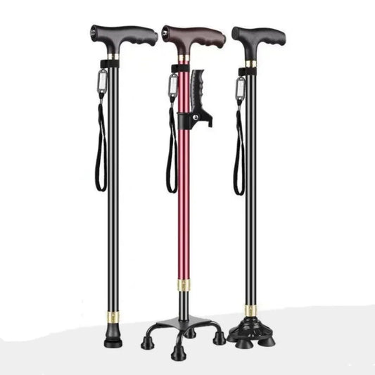 LED Light Adjustable Walking Stick For Seniors Aluminum Shaft