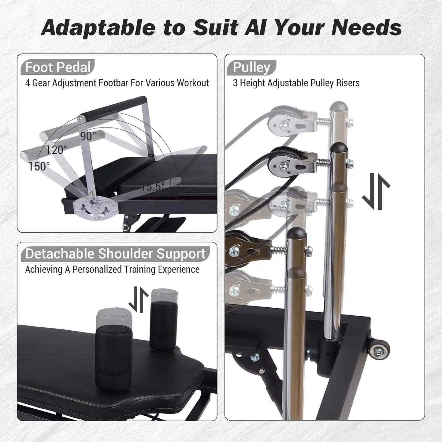 HiMISS Foldable Reformer Pilates Machine With Jump Boards Tension Ropes