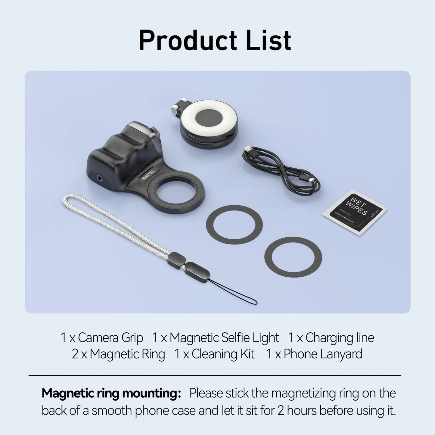 TELESIN Magnetic Grip for Smartphones With Remote Control Handle
