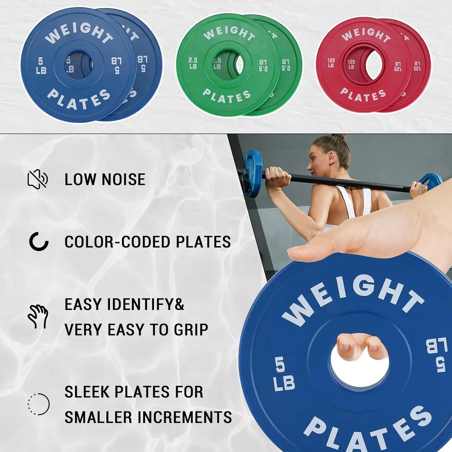 Rubber Bumper Plates,2 Inch Weight Plates,Change Plates,for Home GymTraining Plate for Weight Lifting (1.25LB,2.5LB,5LB,10LB) x2