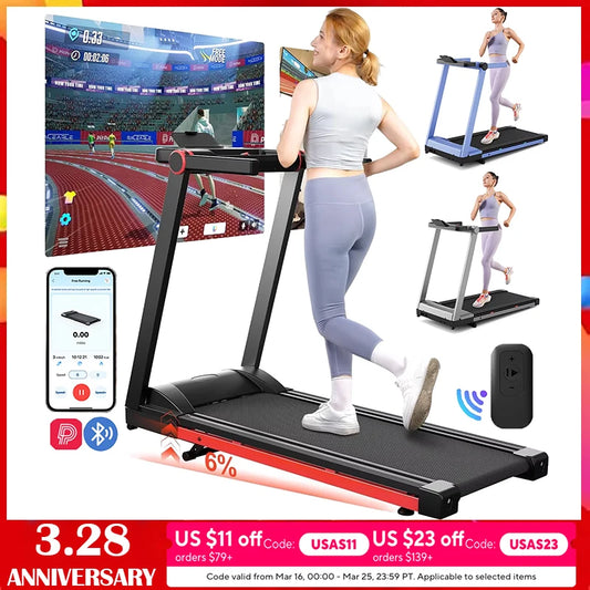 Superun 3.5HP Foldable Treadmill With Adjustable Incline And App