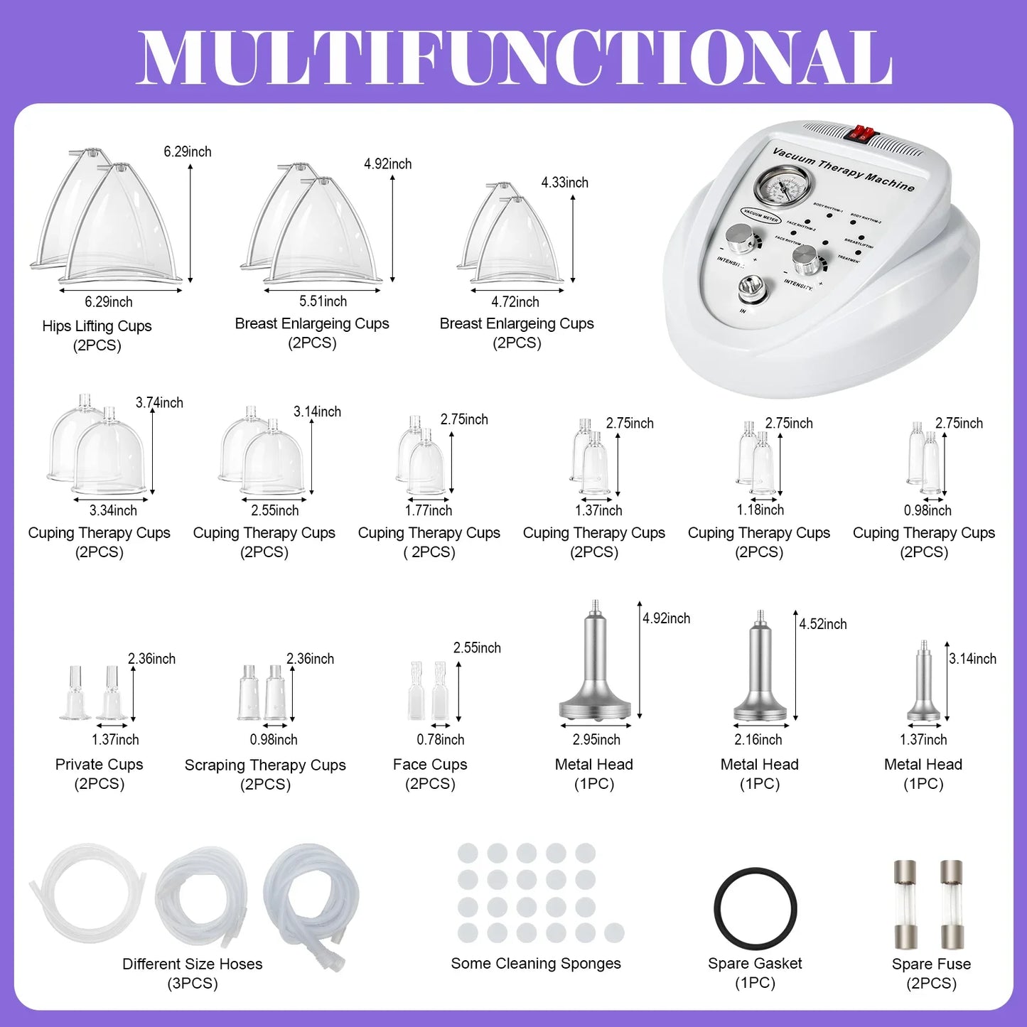Professional Vacuum Therapy Machine With 24 Cups And 3 Pumps