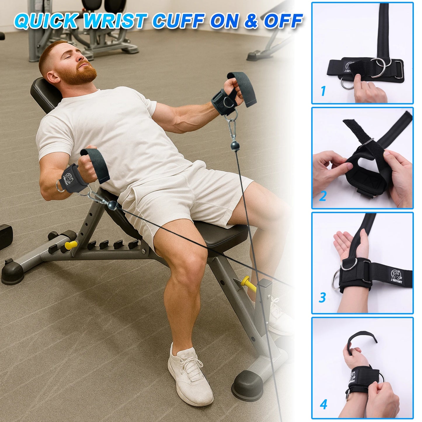 J Bryant Weight Lifting Straps With Wrist Cuffs D Ring