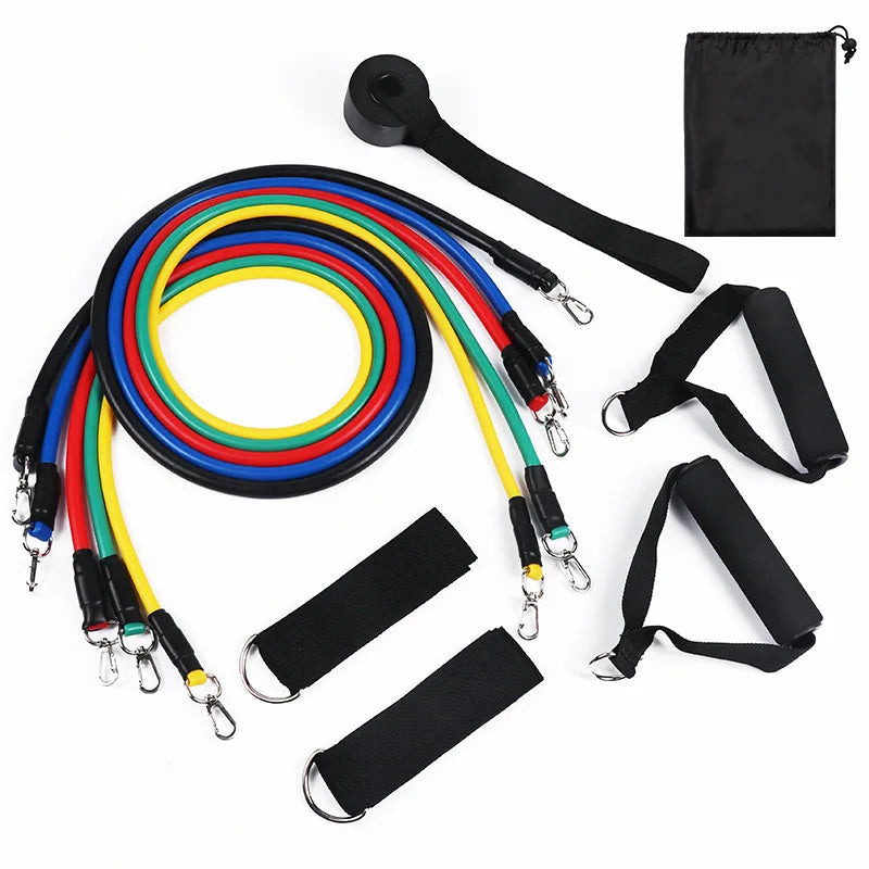 Multifunction Fitness Tension Rope 11 Piece Resistance Band Set