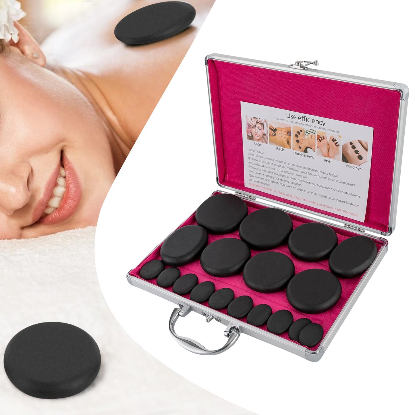Bymaocar Hot Stones Massage Set With Heater Box