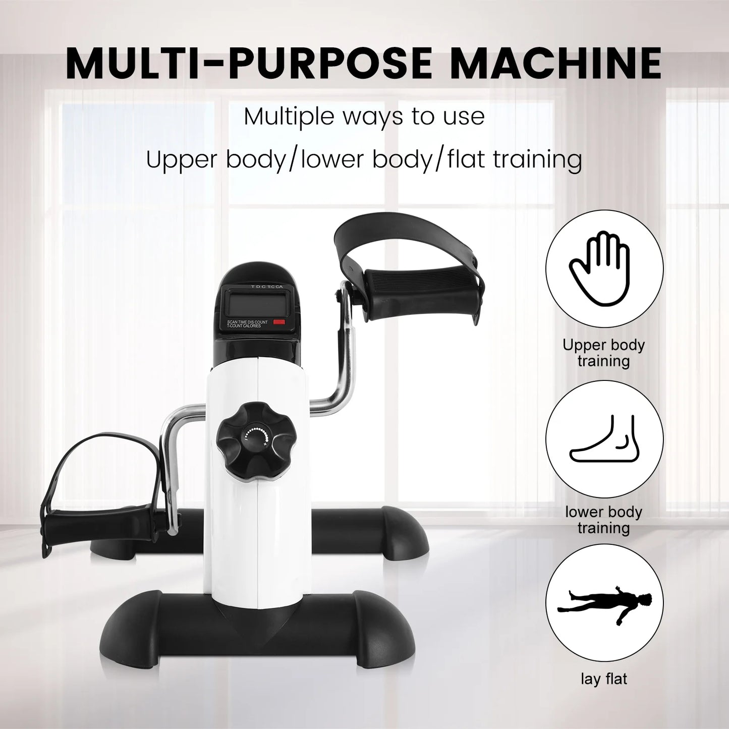Mini Multi-Function Stepper, Exercise Bike, Digital Under Desk Bike with LCD Screen Display, Pedal Exerciser Peddler for Leg Arm