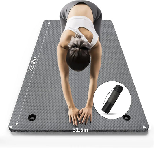Extra Wide Non-Slip Yoga Mat with Strap and Bag, Thick Exercise Mat for Home Workouts, Pilates, Stretching