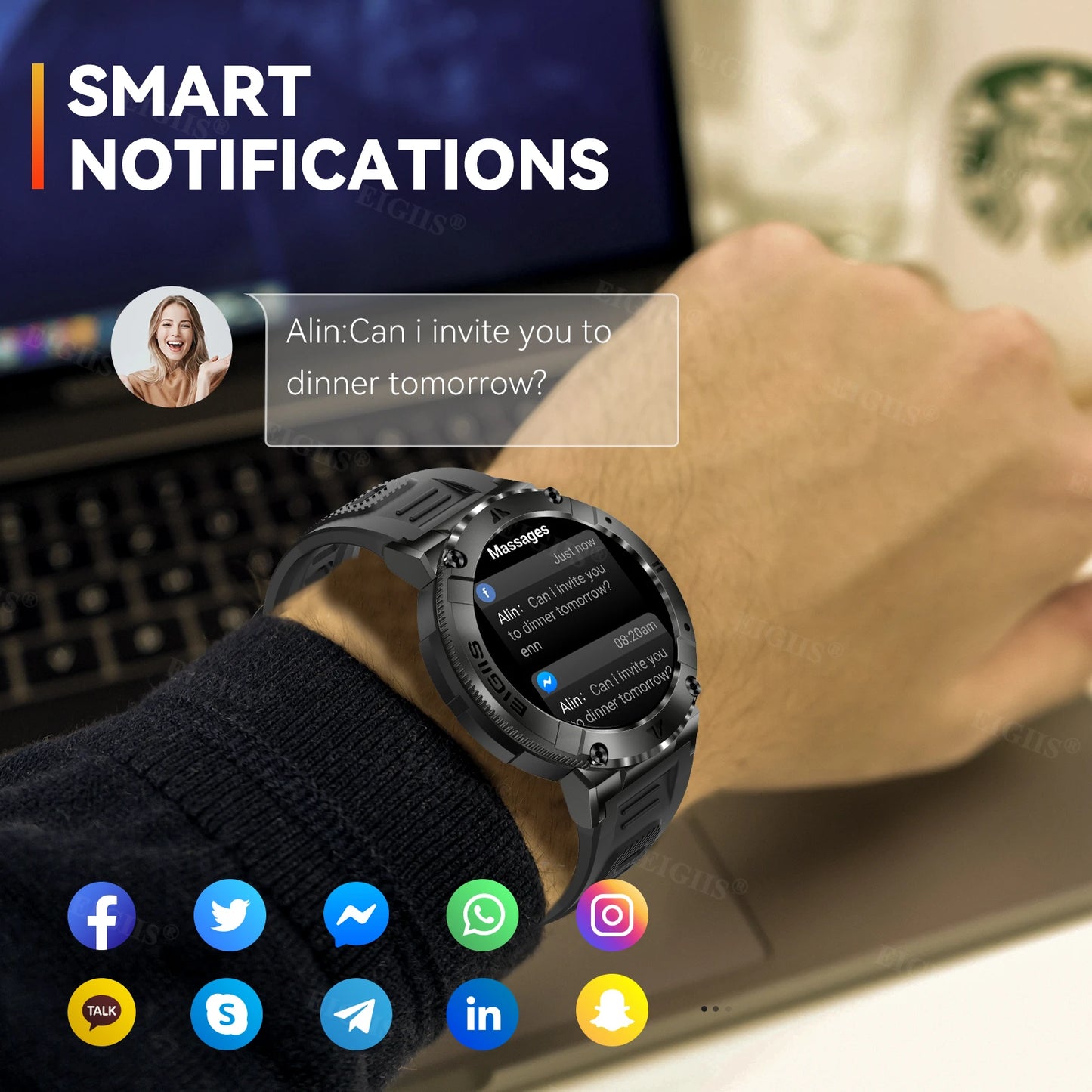 LaNikar Smart Watch Men TFT Display Bluetooth Call Blood Pressure